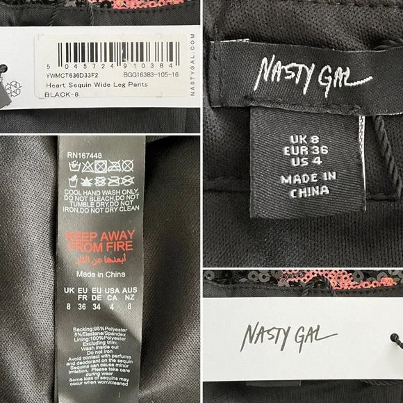 Nasty Gal Heart Sequin Wide Leg Pants 4 - Picture 5 of 8